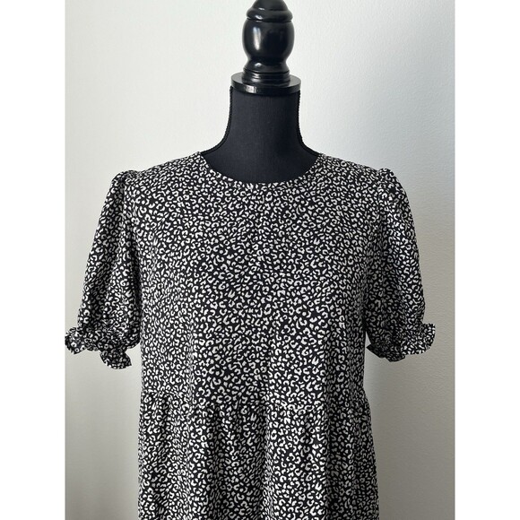 NWT PrettyGarden Flutter Sleeve Animal Print Maxi Dress Black White M - Picture 2 of 13